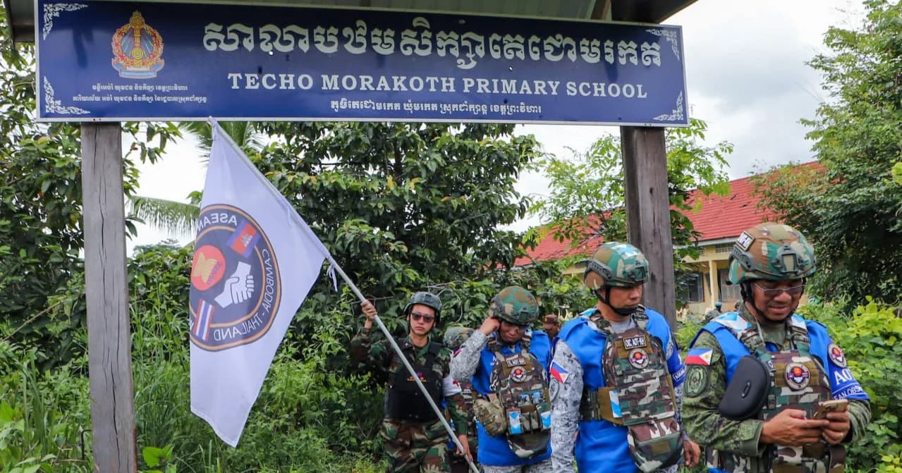 AOT ចុះសង្កេតការណ៍ស្ថានភាពនៅសាលាបឋមសិក្សាតេជោមរកត ដែលបានទទួលរងការវាយប្រហារពីសំណាក់យោធាថៃ