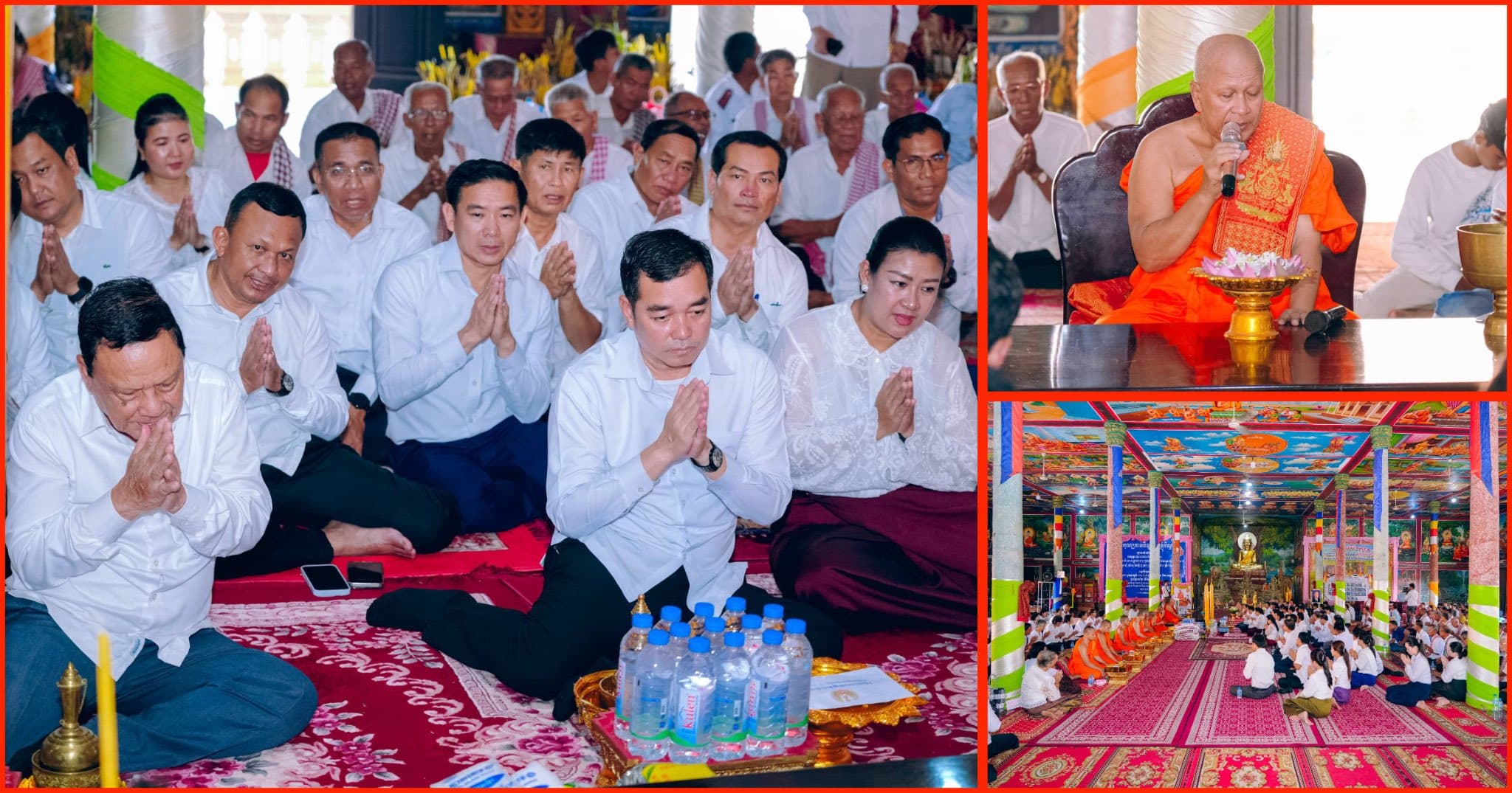 ថ្នាក់ដឹកនាំខេត្តកំពង់ចាម អញ្ជើញប្រគេនទៀនចំណាំព្រះវស្សា និងបរិក្ខារផ្សេងៗ នៅវត្តសន្ធររង្សី (វត្តអន្លង់សំឡី) ស្រុកស្ទឹងត្រង់